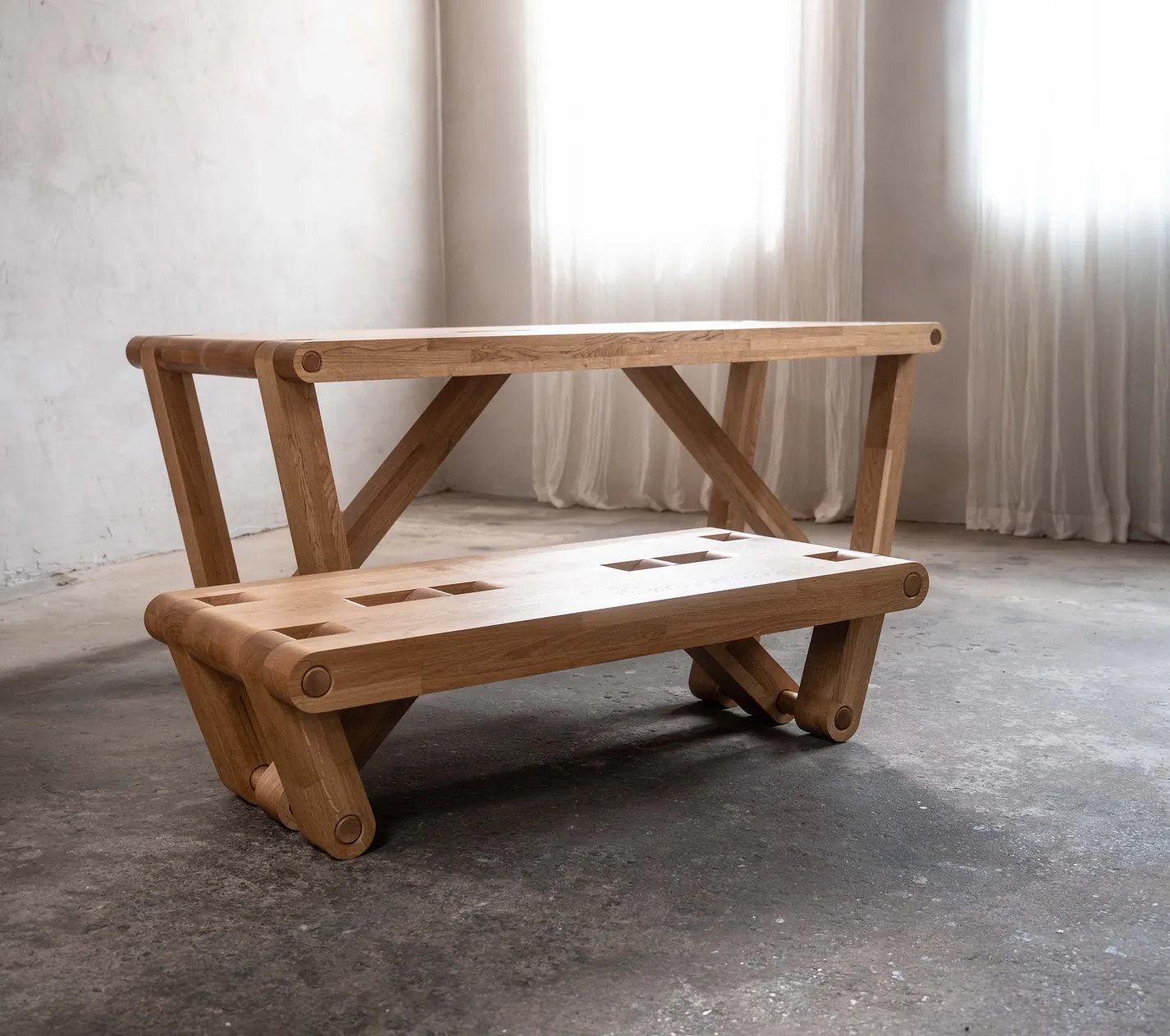 Techno dining table and bench