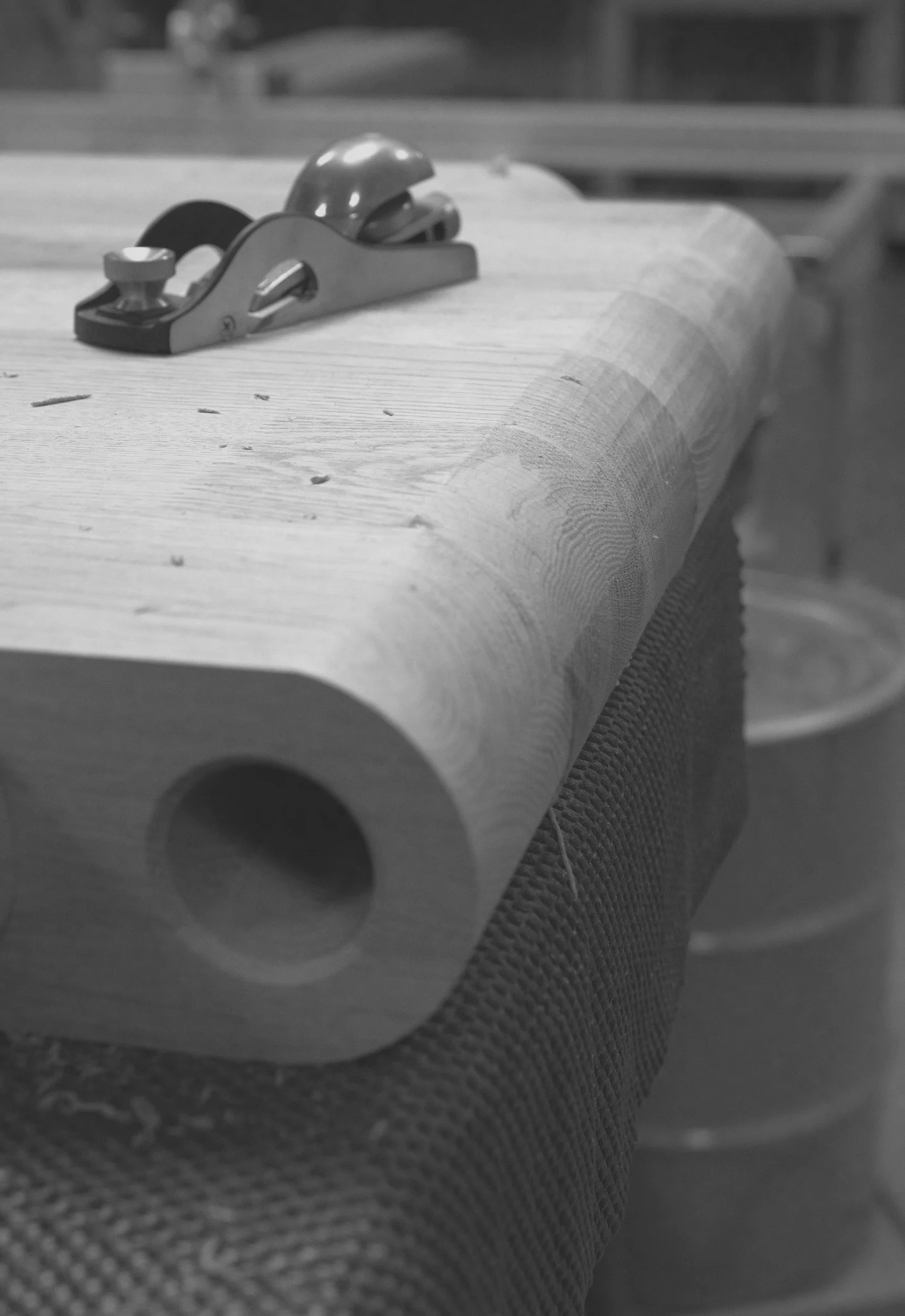 Workbench with hand plane